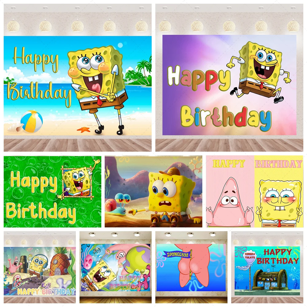 Spongebobed squarepants נושא יום הולדת ילדים מסיבת רקע תינוק מקלחת אביזרים קישוט חדר אספקה מתנה אישית