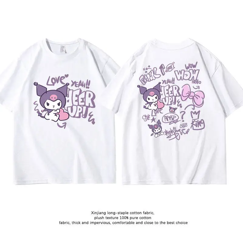 

Kuromi Fashion Trendy Brand Children's T-shirt Retro Design Cartoon Printed Parent Child Clothing New Casual Short Sleeve