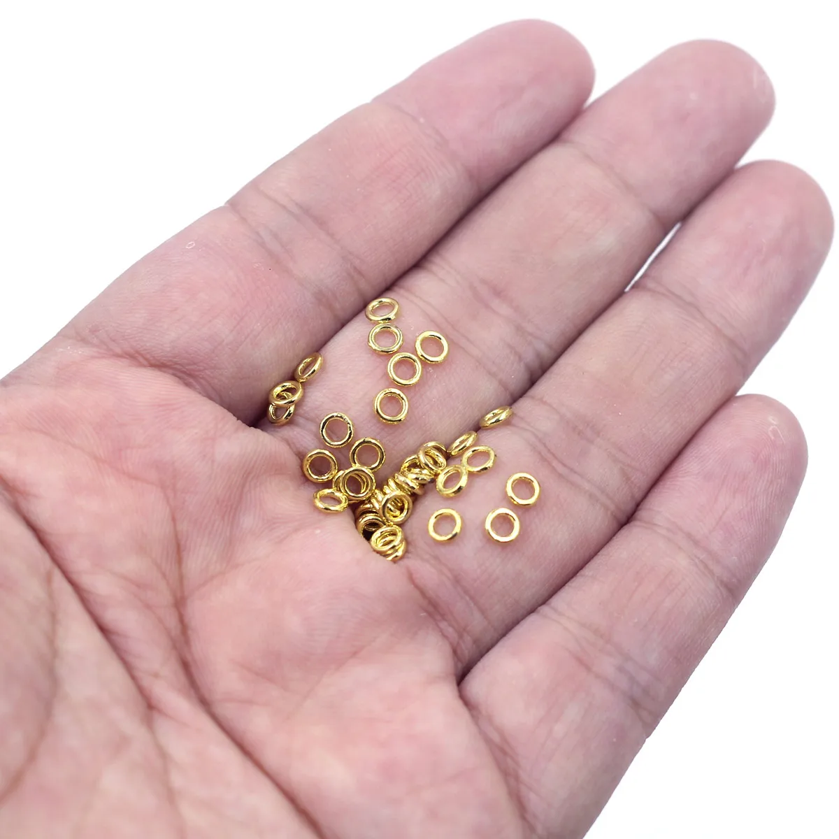 Gold Plated Round Tiny Closed Jump Rings, 4mm