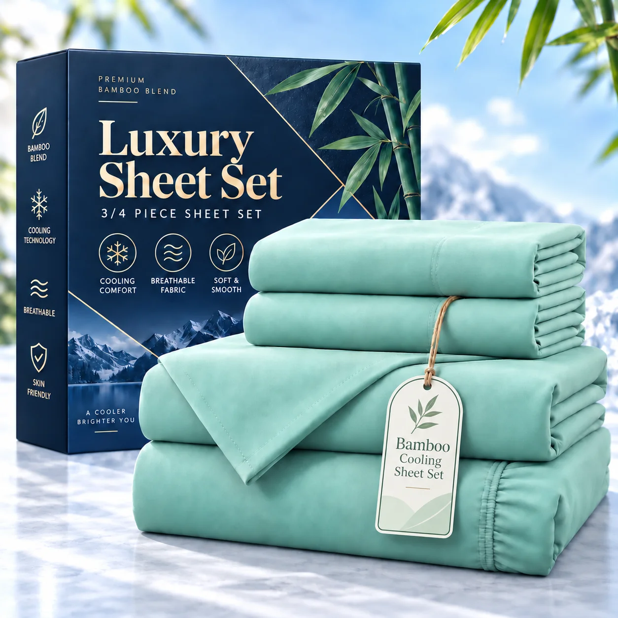 Fitted Bed Sheets Deep Pocket - 3/4枚組の高級ベッドシーツセット。極めて柔らかく、通気性に優れた素材を使用。快適な寝心地で、シーツ、フラットシーツ、枕カバー2枚（1/2サイズ）がセットになっています。深めのポケットでぴったりとフィットし、シワになりにくくお手入れも簡単。一晩中快適な睡眠をサポート。ツイン、フル、クイーン、キングサイズをご用意。