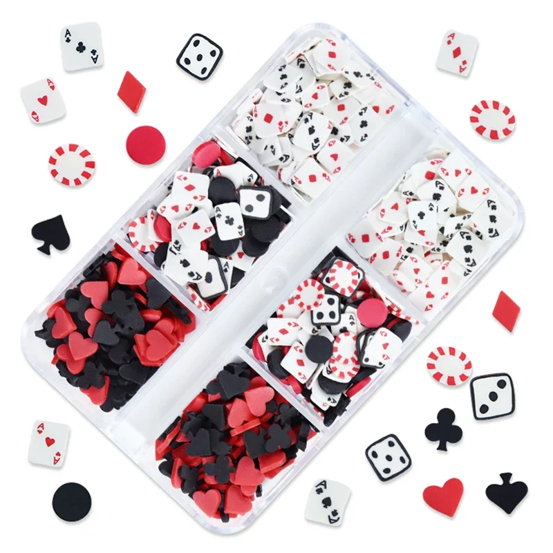 Poker Polymer Clay Slices Nail Art Decorations 3D Spades Hearts Sprinkles Sequins Nails Accessories Charms Professional Supplies