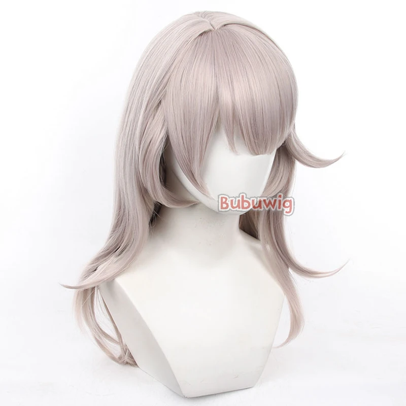 Bubuwig Capelli sintetici Lynette Parrucche Cosplay Genshin Impact Lynette Infanzia 60 cm Lungo rettilineo Parrucca rosa chiaro Resistente al calore