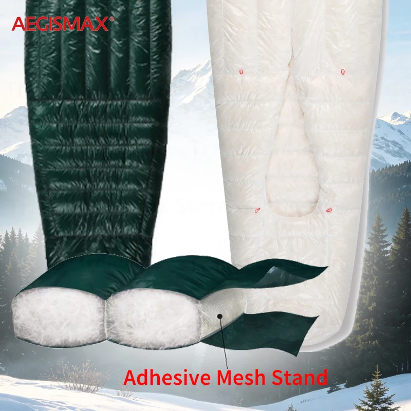 AEGISMAX Daunenschlafsack 0 ℃ ~-22 ℃   800FP Schlafsack 10D Nylon Outdoor Camping Wandern Ultraleichter Professioneller Schlafsack