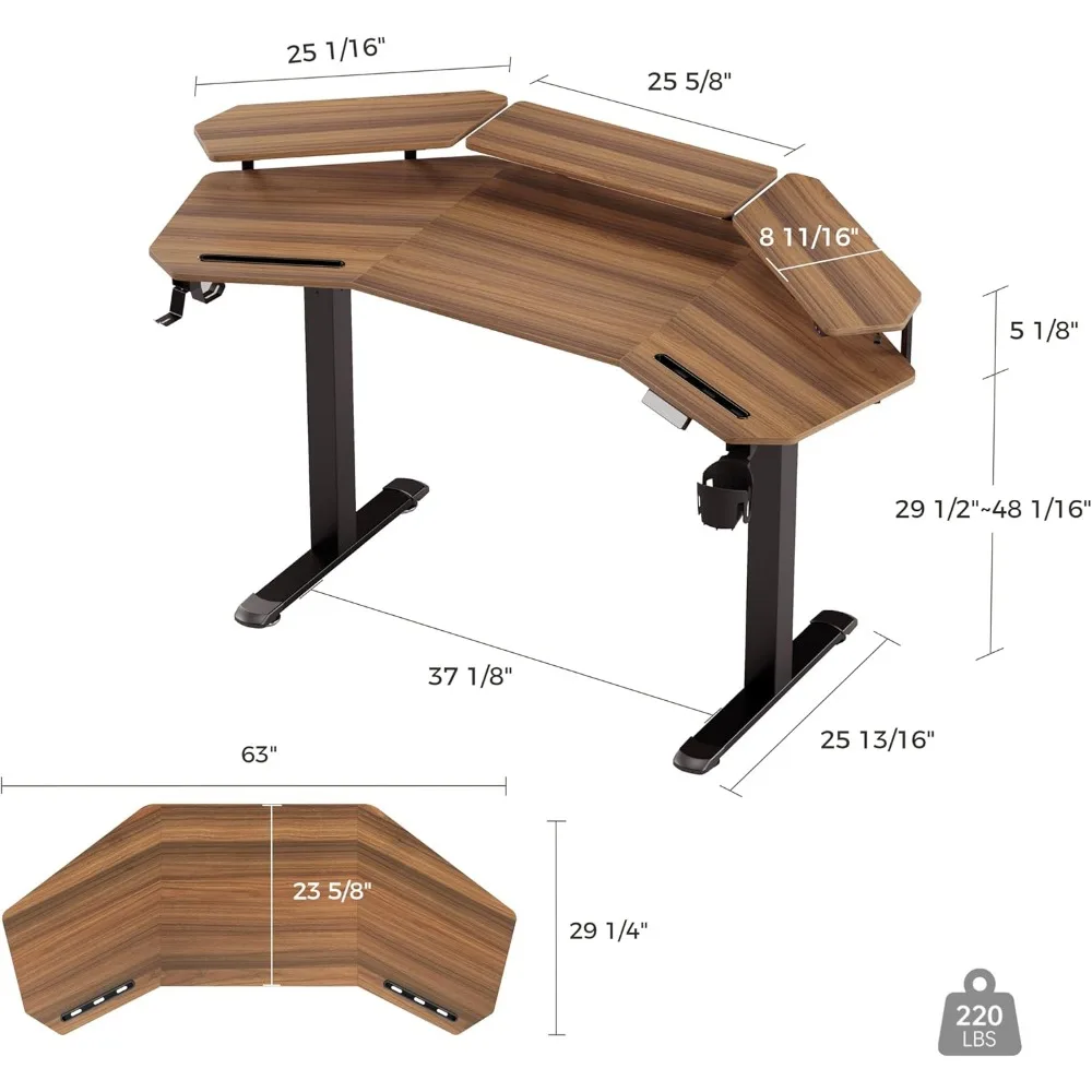Standing Gaming Desk with Dual Motor,63