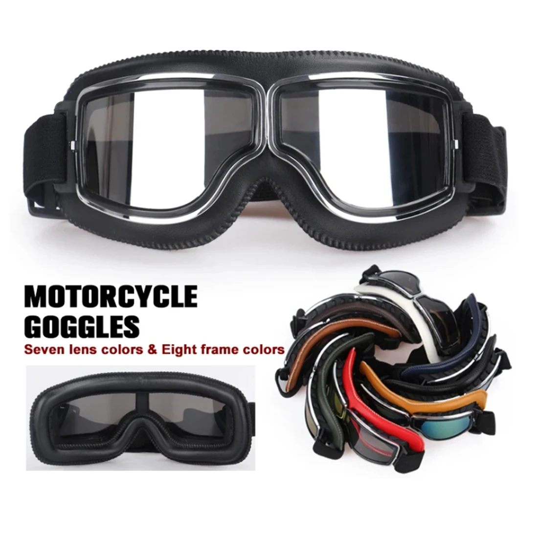 Motorcycle Glasses Windproof Motorcycle Helmet Glasses Sunglasses Retro Universal Folding Leather Retro Motorcycle Accessories