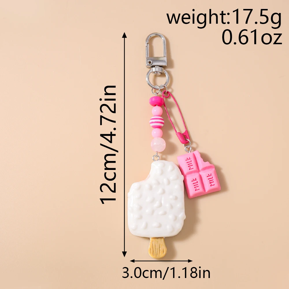 Aihua Niedlicher Eis am Stiel-Schlüsselanhänger, schöne Schokoladeneis-Schlüsselanhänger für Frauen und Mädchen, Simulation von Lebensmitteln, Handtaschen-Anhängern, Schmuck, Geschenke – Detail 2