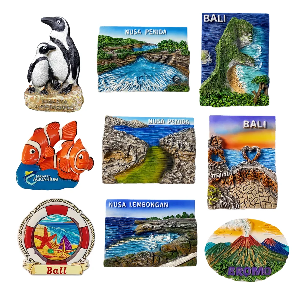Asia Indonesia Bali Unsa Penida Tourist Souvenir Magnetic Sticker Fridge Magnetic Refrigerator Decoration Articles Handicraft