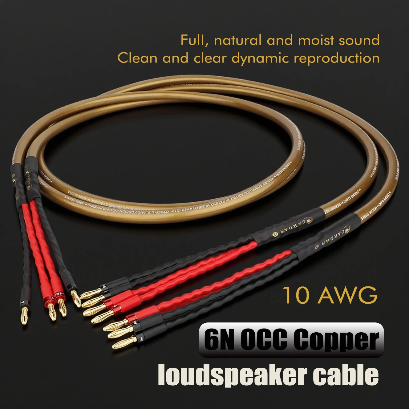 

Pair Cardas Hexlink Loudspeaker Cable Golden Five 5-C 8Core OCC Copper Gold Plated Banana To Spade Plug Audio Speaker Cable