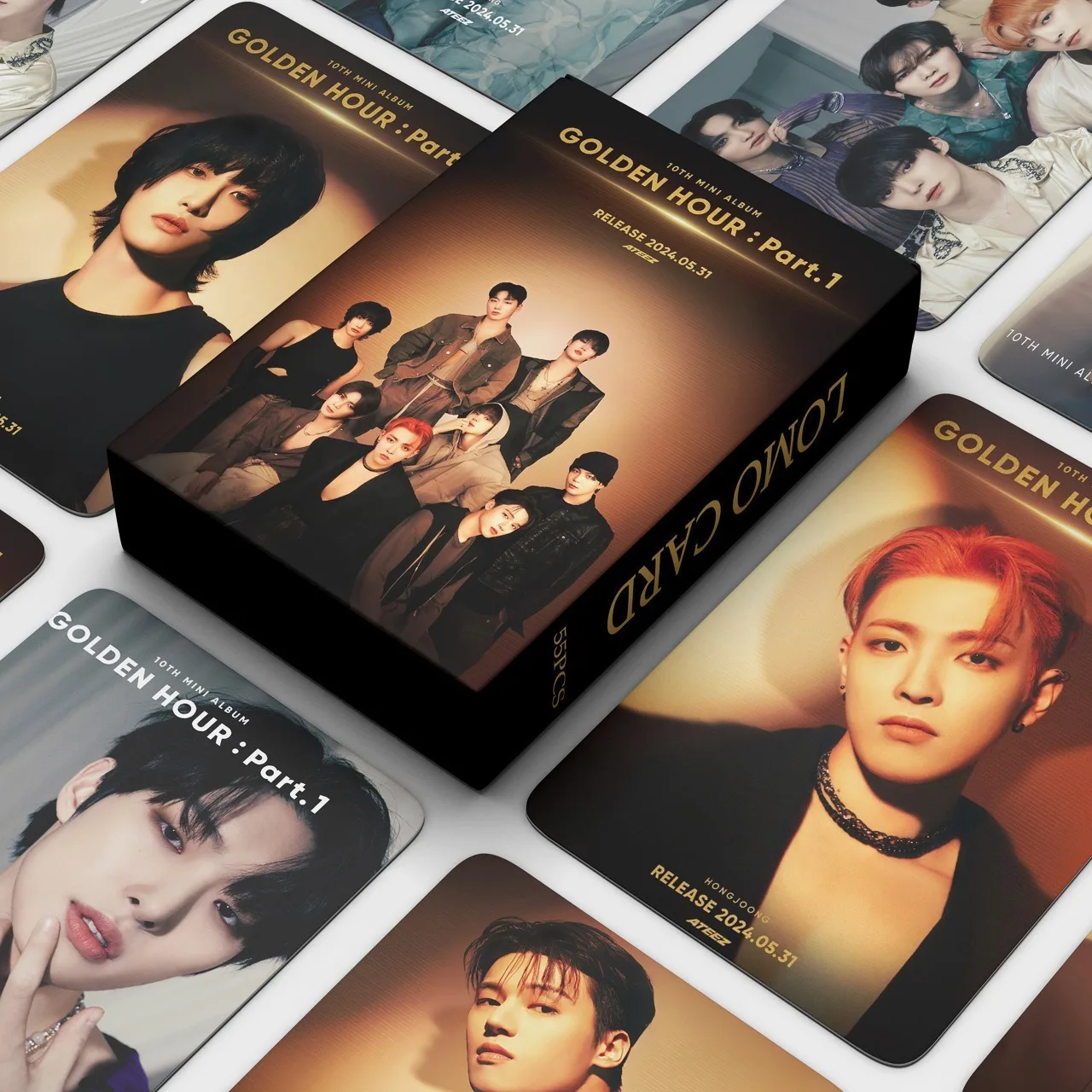 

55 ATEEZ Mini Albums GOLDEN HOUR: Part 1 Card Gold Hong Zhong Park Xing Hua