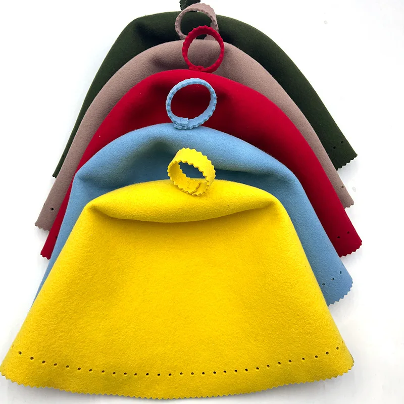1 pc Man Woman Solid Color Felts Spa Sauna Hat Water Absorption Heat Insulation Hair Drying Bathing Felt Basin Caps