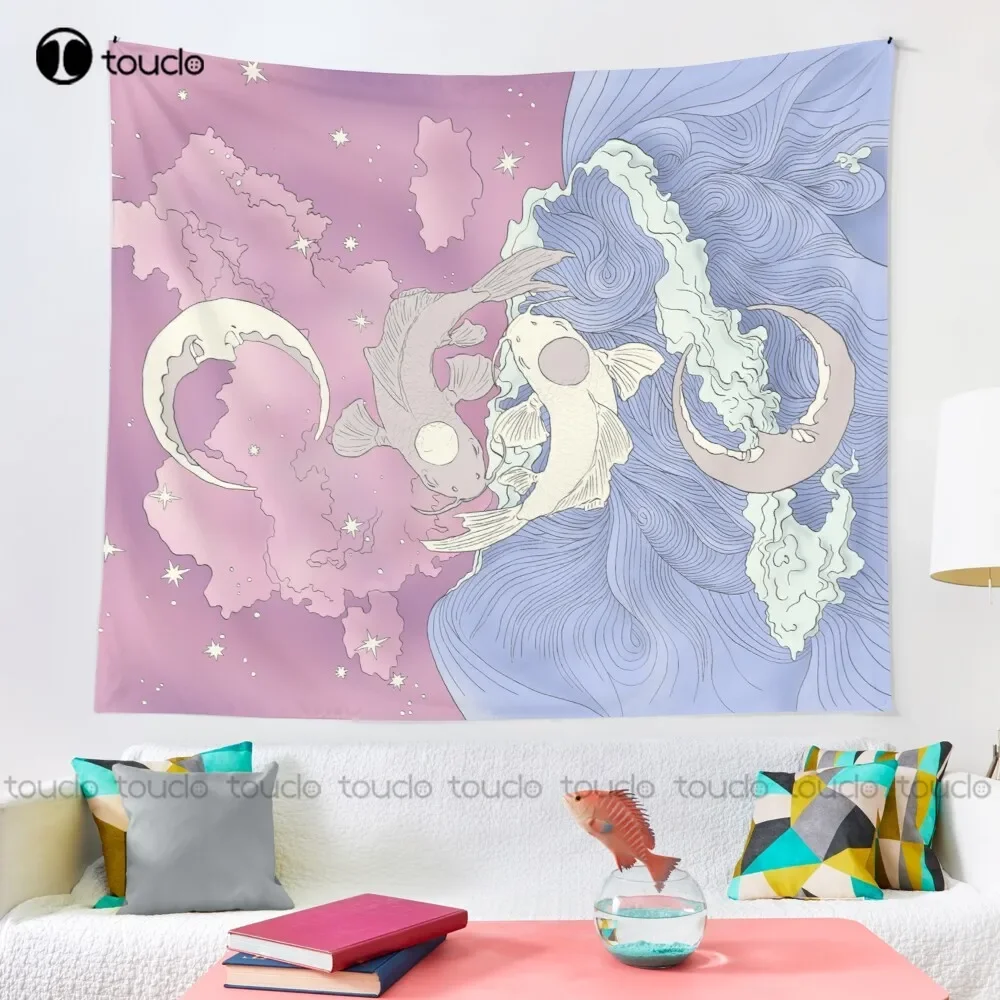 Tui And La Moon And Ocean Spirits Art Nouveau Tapestry Tapestry Wall Hanging For Living Room Bedroom Dorm Room Home Decor