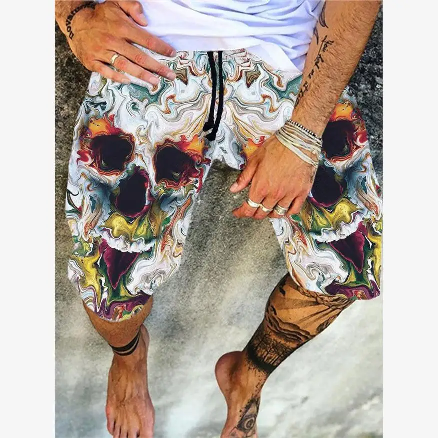 

Свободные мужские повседневные брюки с принтом головы скелета Spor, весенние новые прямые брюки, orts Busin Gentleman Sle