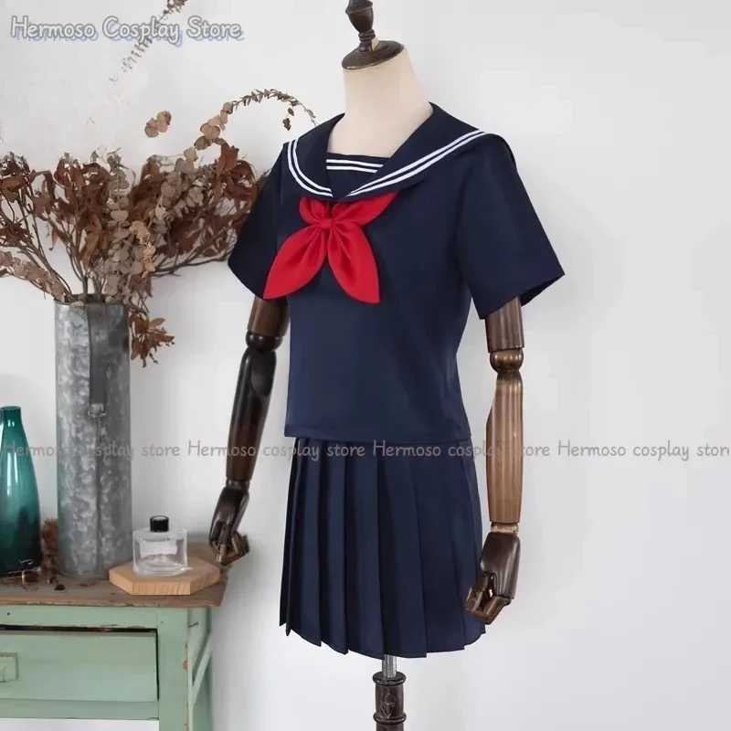A;3\v,7'd/Anime My Hero Academia Himiko Toga Cosplay Costume Quality JK Uniform Skirts Wig High School Girls Dress Hai6'b\7.n;8/ - view 3