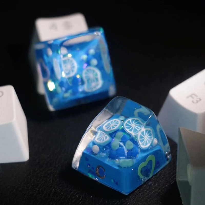 Personalized Creative Resin transparent Lemon Leycap SA High ESC Blue Translucent Gaming Mechanical Keyboard Keycap