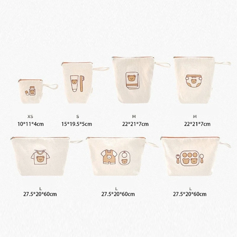 7 unids/pack biberón bolsa almacenamiento pañales conjunto lindo estampado bolsa pañales organizadores