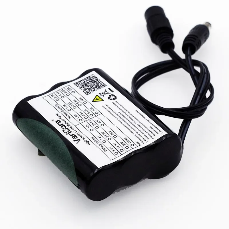 Batterie rechargeable lithium-ion VariCore 12 v 2600 mAh 18650, prise DC 5.5*2.1MM + chargeur 12.6V 1A, adaptée pour LED c 35W