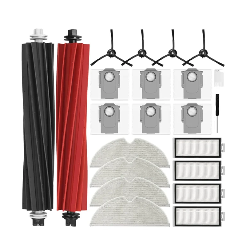 ABZA-สําหรับ Roborock Q8 Max +/Q5 Max +/Q5 Pro +/Q5 Duoroller + เครื่องดูดฝุ่นลูกกลิ้งแปรงด้านข้างกรองMop Padฝุ่นกระเป๋า