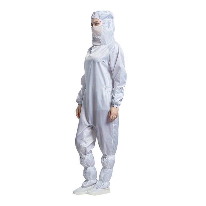 H-1132 virilha zíper design protetor antiestático roupas de sala limpa esd macacão bata vestido