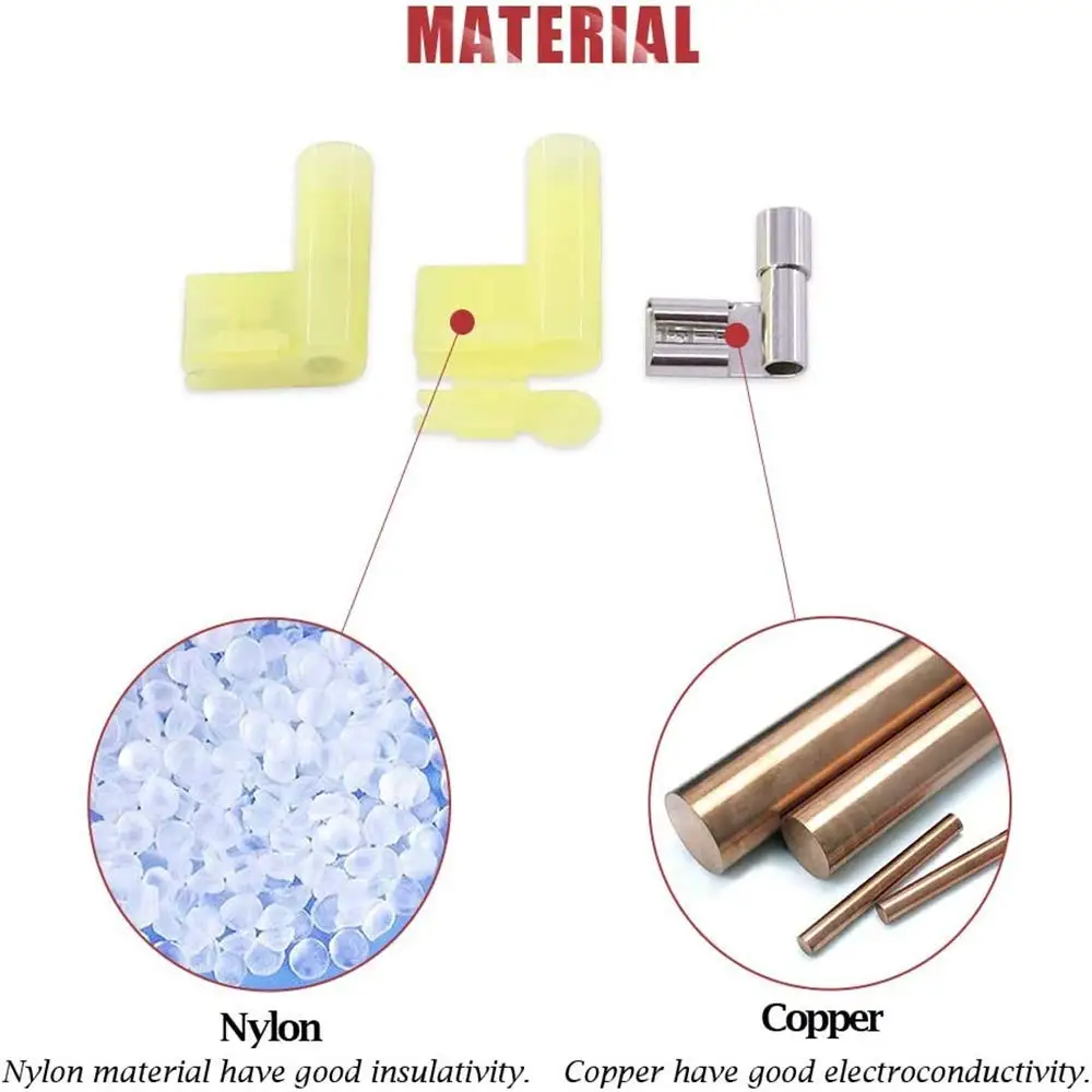 120 Stück Nylon-Isolierte Flachstecker Schnelltrennverbinder, 90-Grad-Elektrische Buchsen-Crimpklemmen-Set AWG22-10 – Detail 5