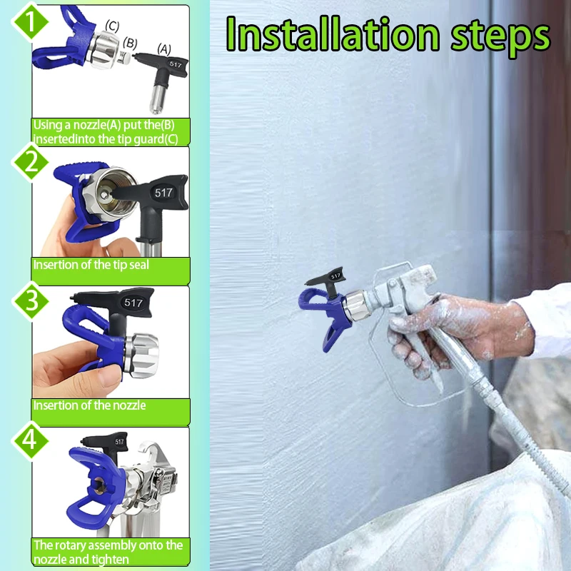 4 Airless Paint Sprayer Nozzle Bases, Airless Spray Gun Assembly Spray Nozzle Tools, Compatible with Airless Sprayer Paint Universal Replacement Parts (Including 2 Red Bases + 2 Blue Bases) image 4