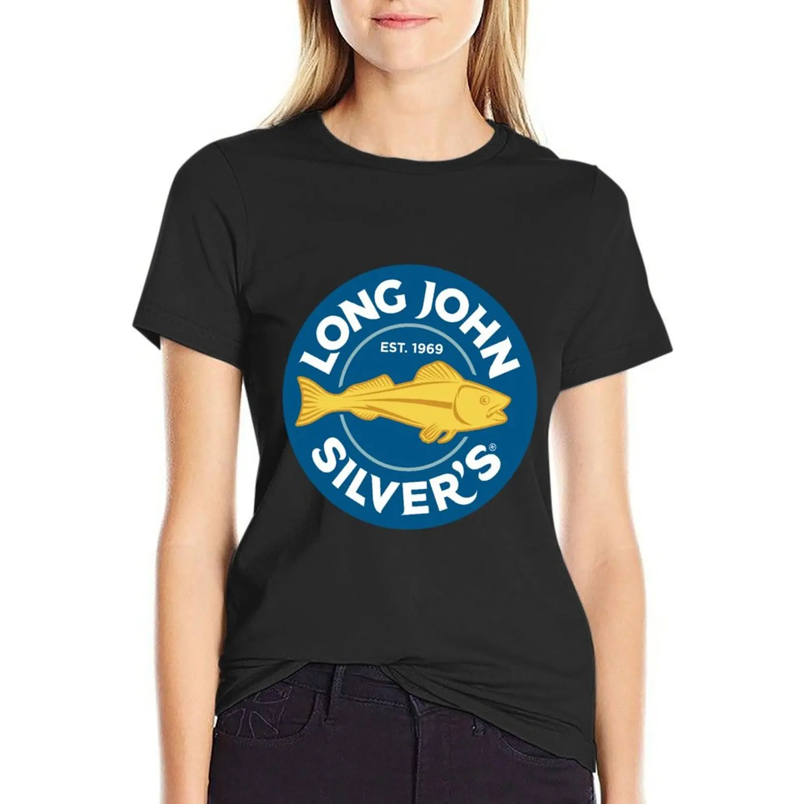

long john silver's restaurant logo T-shirt Female clothing korean fashion t shirt for Women