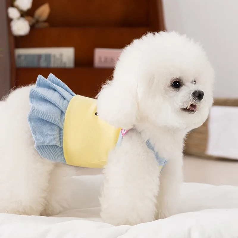 

Dog Short Dress Summer Thin Teddy Sling Bichon Frise Cartoon Clothes Female Dog Pretty Princess Dresses