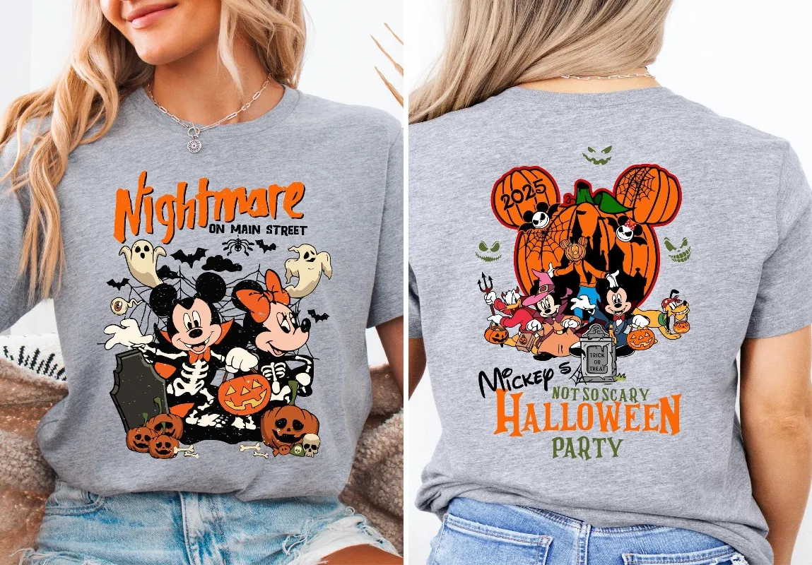 

Рубашка Disney Nightmare On Main Street Хэллоуин Футболка Disney Family Trip Рубашка с Микки не так страшной вечеринкой