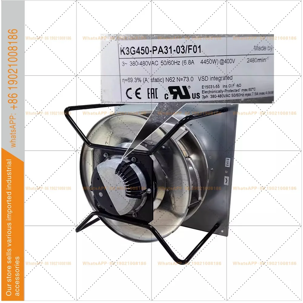 Original imported fan K3G450-PA31-03/F01 computer room air conditioner fan 380V with mounting bracket