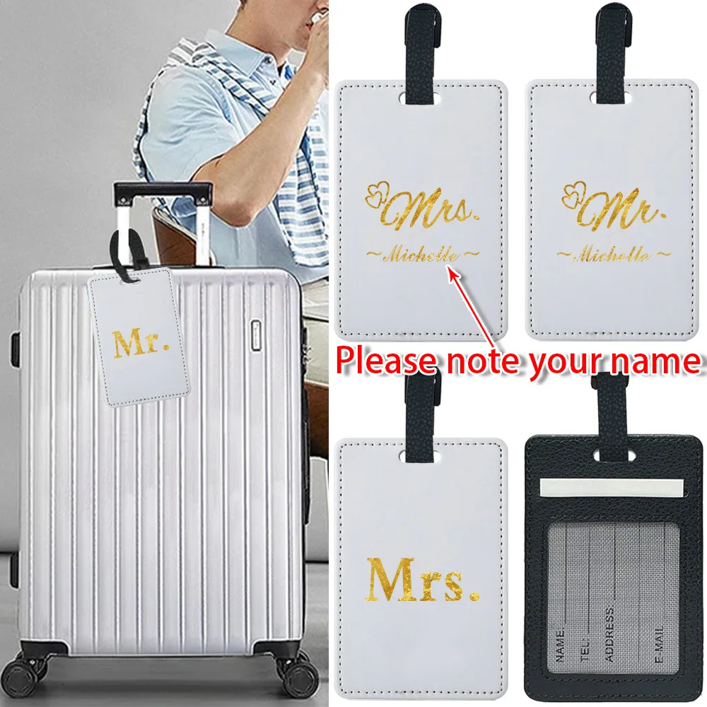 

Customized Name Portable Luggage Tag Airplane Pass Identifier Label PU Suitcase Baggage Name Card Address Holder Boarding Strap