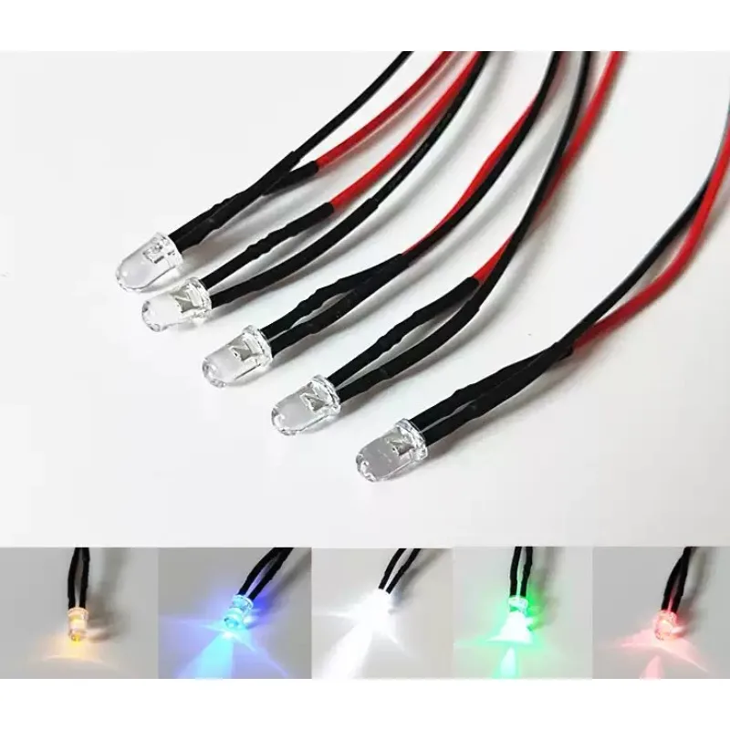 10 20 50 100pcs Lot 20cm Pre Wired 3mm LED Light Lamp Bulb Prewired Emitting Diodes For DIY Home Decoration DC12V