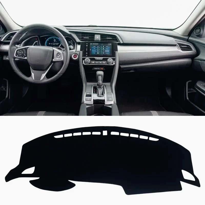 

For Honda Civic X 10th 2016-2020 Car Dashboard Cover Mat Pad Dashmat Avoid Light Pad Sun Shade Instrument Panel Carpets