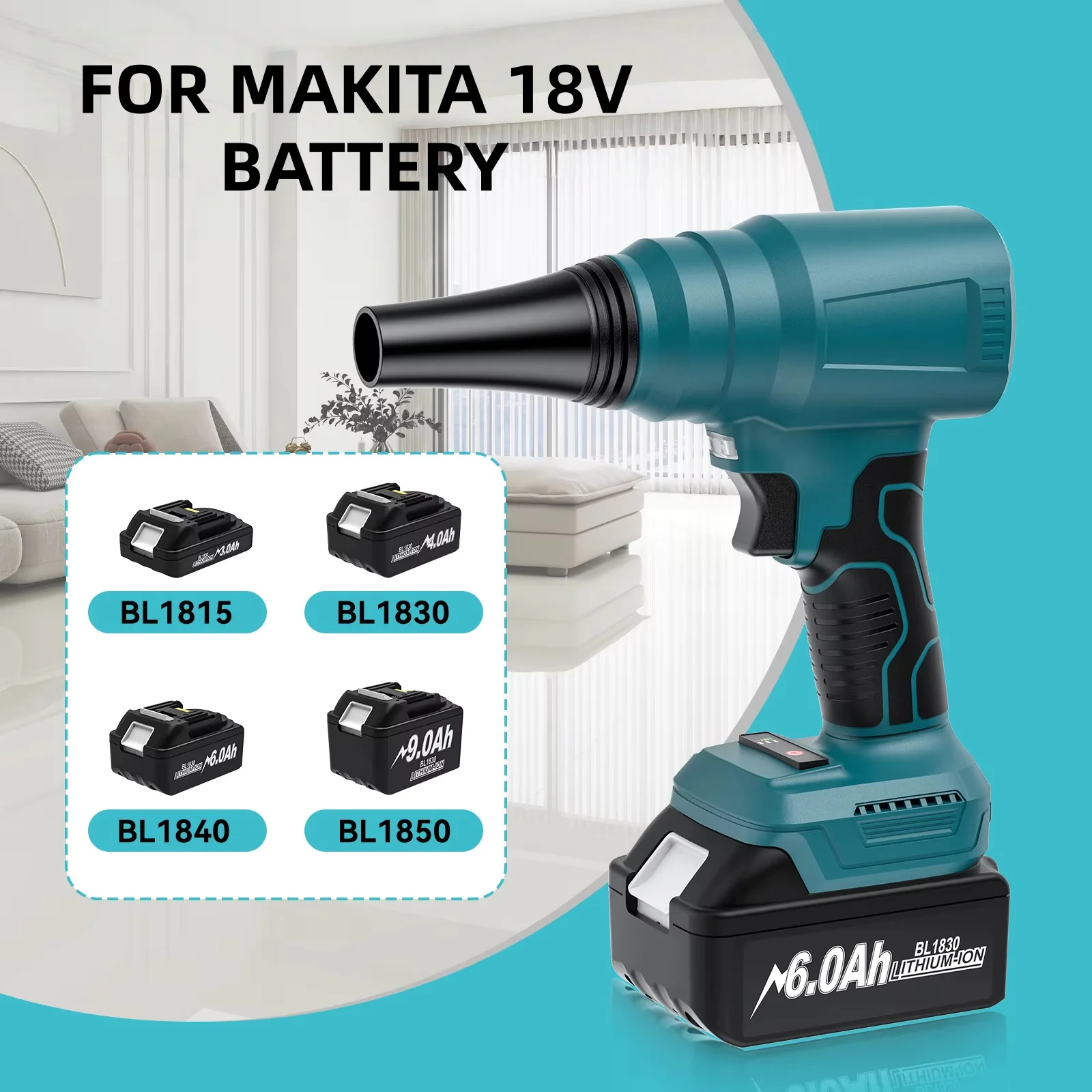 Makita BL1830 BL1840 BL1850 BL1860 배터리 용 무선 먼지 송풍기 휴대용 플러그 앤 플레이 휴대용 18V 전원 먼지 불어 도구