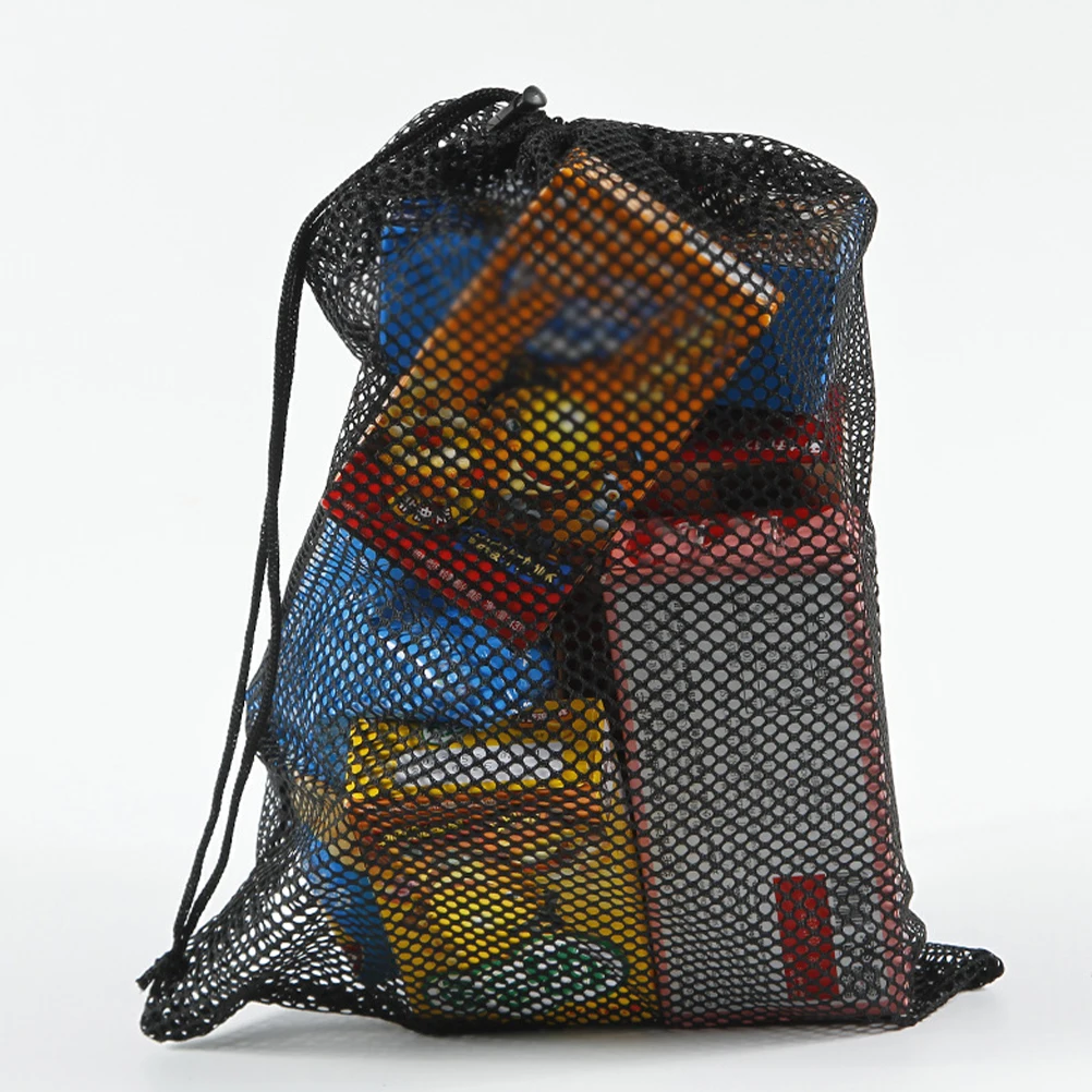 

10pcs Mesh Bags Drawstring Strong Lightweight Polyester Foldable Storage Bag For Sports Swimming Gym Travel Dirty Clothes