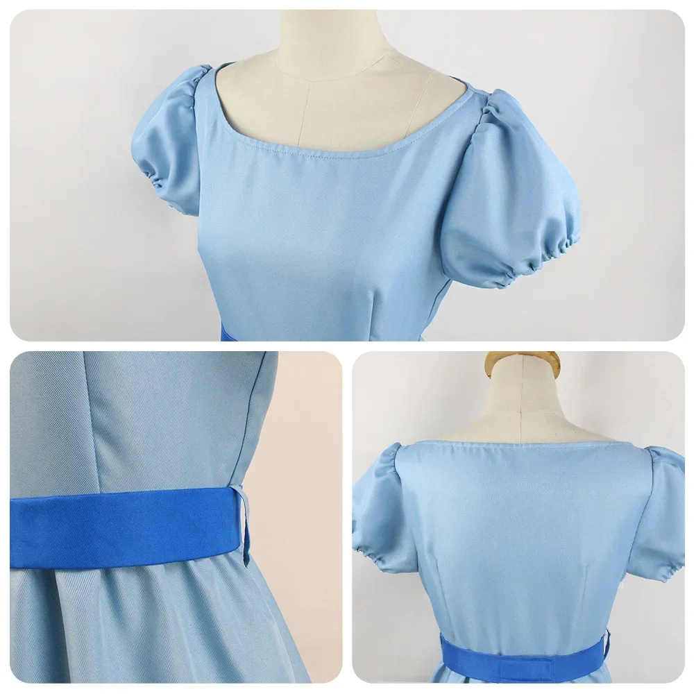 فستان الأميرة ويندي الكامل من بان بيتر للنساء والفتيات لحفلات الهالوين التنكرية فستان ماكسي صيفي للهالوين مع غطاء للرأس