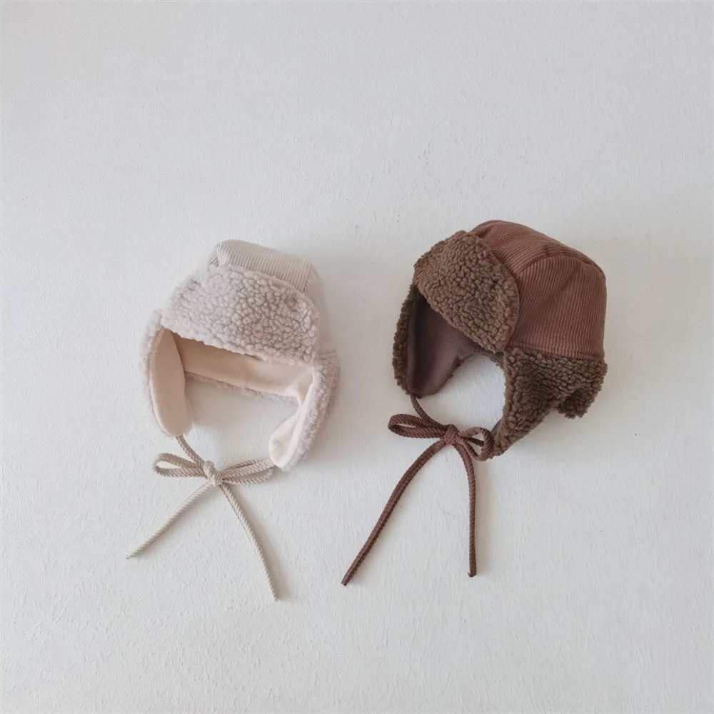 

New Corduroy Earmuffs Hat Windproof Cold Proof Ear Protection Hat Thickned Children Warm Hat Autumn Winter