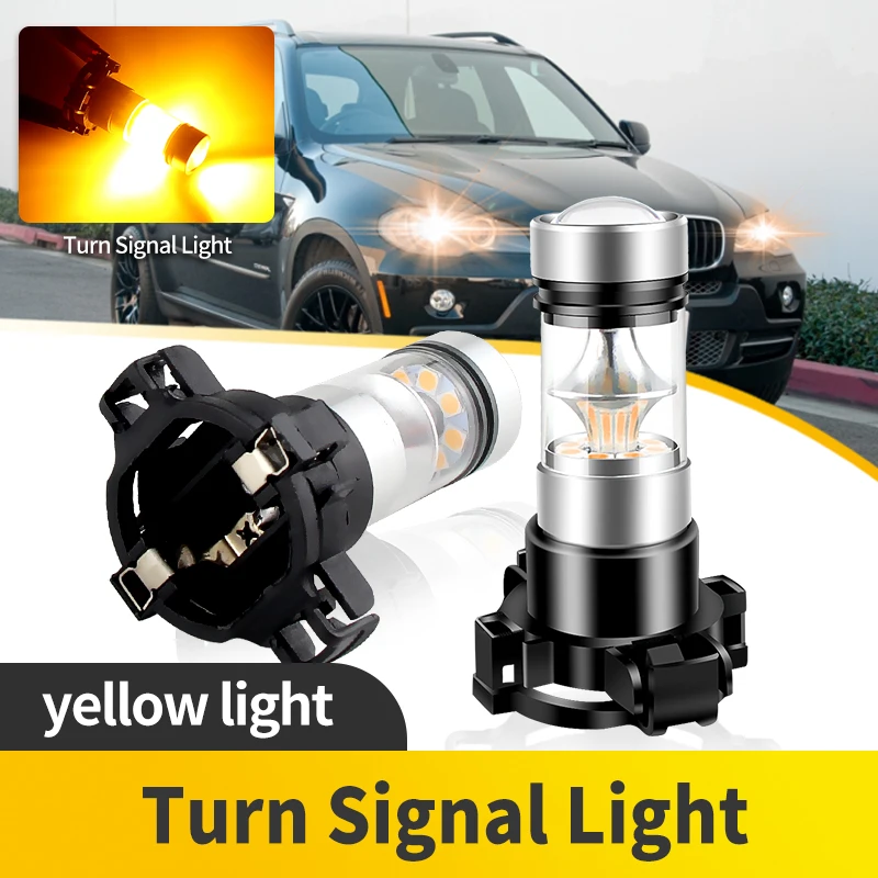 

2PCS Car PY24W LED Bulbs Canbus No Hyper Flash Amber White Front Turn Signal Lights 12V For BMW X-series E70 X5/X5M 2007-2013