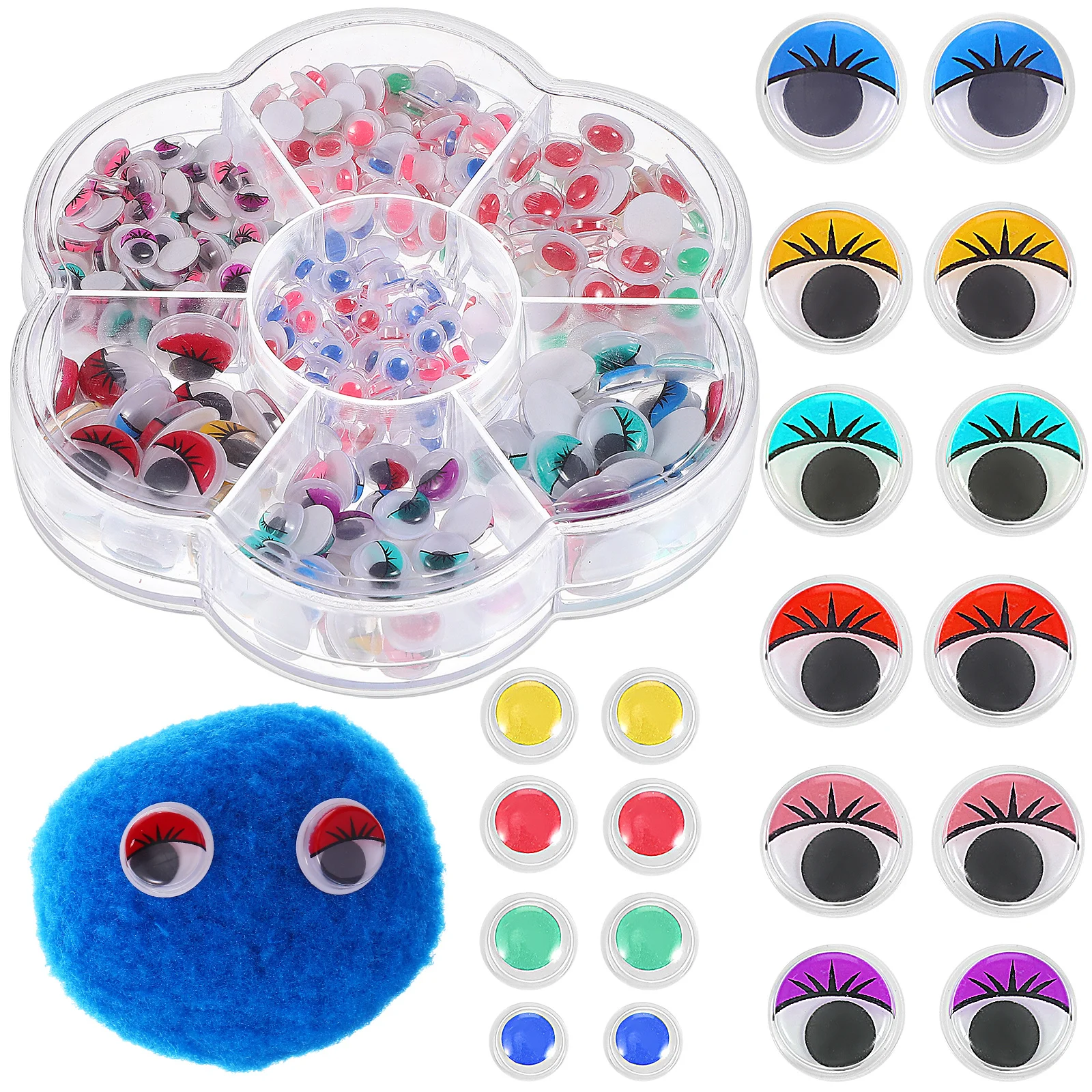 

600Pcs Self-Adhesive Colorful Eye Stickers Moving Pupil Wobbly Eyes for Children DIY Craft Projects Plastic Sticky Eyes Kit