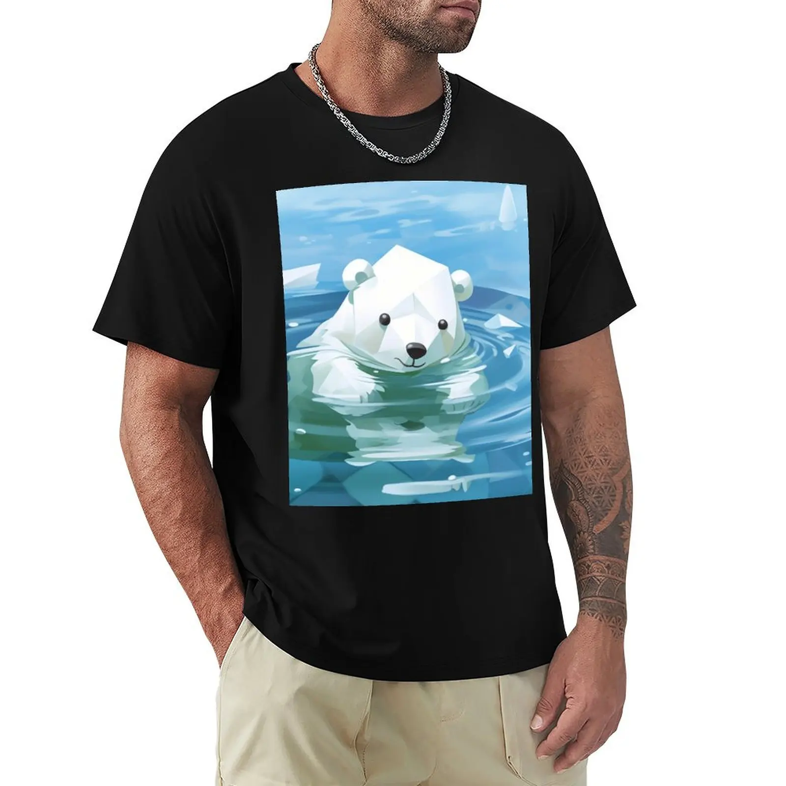 

Polar Bear Swimming Cheerfully T-Shirt oversizeds Funny t-shirts tees cheap stuff big and tall t shirts for men