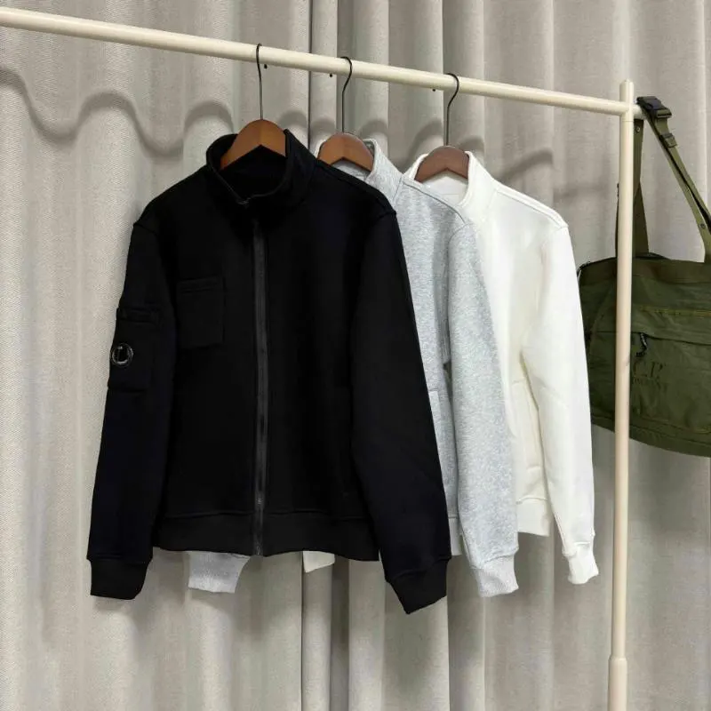 Cross border hot selling men's zipper semi high neck loose sportswear, solid color high street long sleeves, couple style jacket