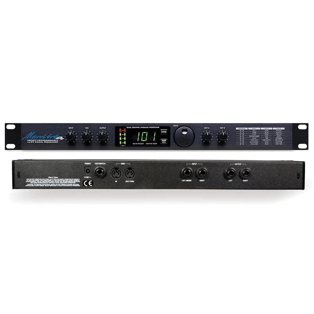 MICROVERB 4 Preset/Programmable 18-Bit Signal Processor 18-Bit Conversion Special FX Parameters MIDI Control Program Changes