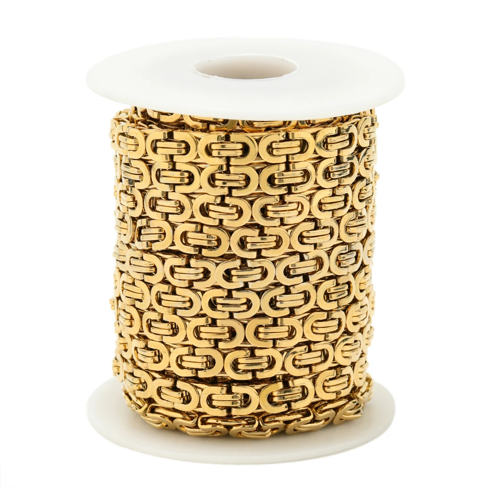 1 Meter Stainless Steel Width 8/6MM Chunky Big Chains Flat Link Chains for DIY Chunky Thick Lock Chain Necklaces Jewelry Making