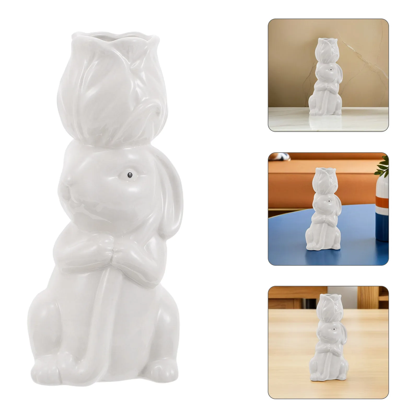 

Bunny Decor Vase Ceramic Flower Bud Container for Easter Birthday Home Warming Centerpiece Desktop Shelf Farmhouse Style