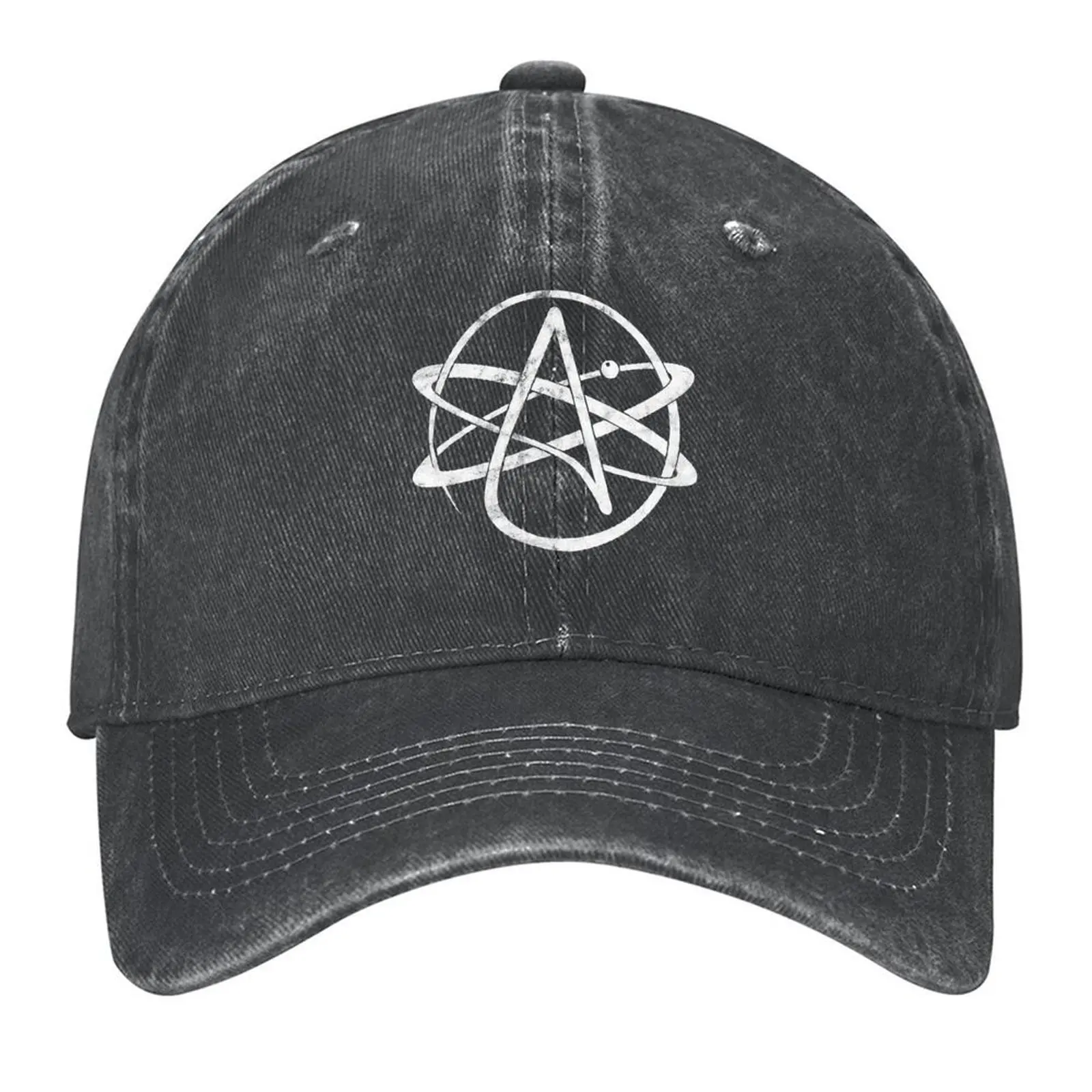 

Atheism Logo (White Worn Logo) Baseball Cap derby hat Trucker Cap Fishing cap western Hat Women's Golf Clothing Men's