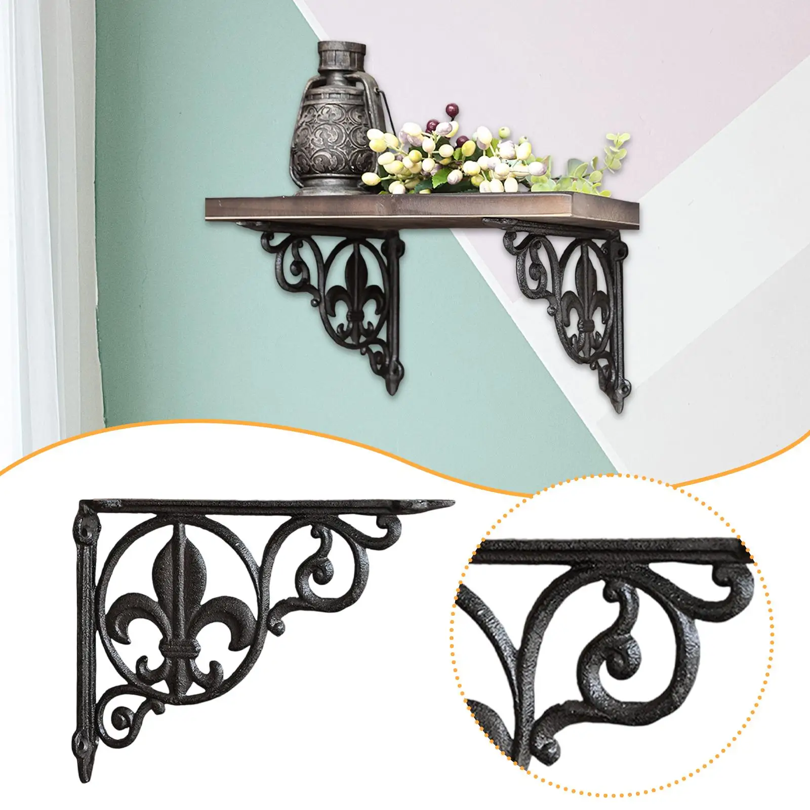 Suporte de prateleira decorativo rústico casa sala de estar suporte de prateleiras de montagem na parede