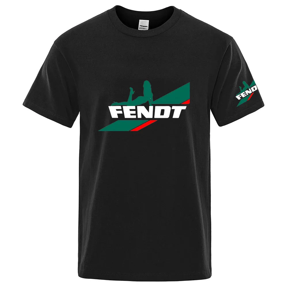 New Fashion Brand O Neck Trendy Streetwear T-shirt Tractor FENDT Logo Print 2026 Men's Summer Premium Grade Short Sleeve Top