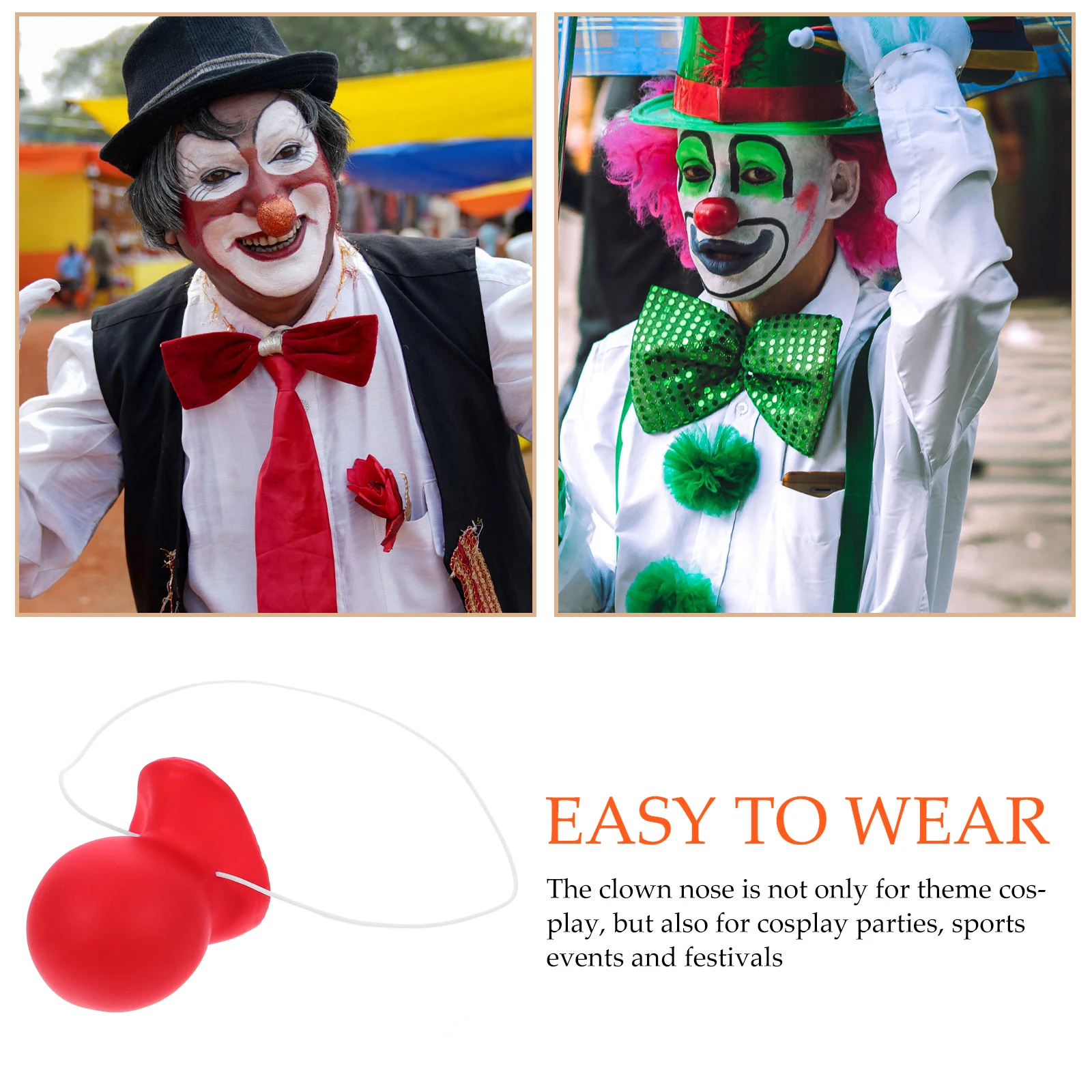 

6Pcs Safe Clown Noses Elastic Red Cosplay Accessories Adult Funny Costume Props For Halloween Masquerade Party