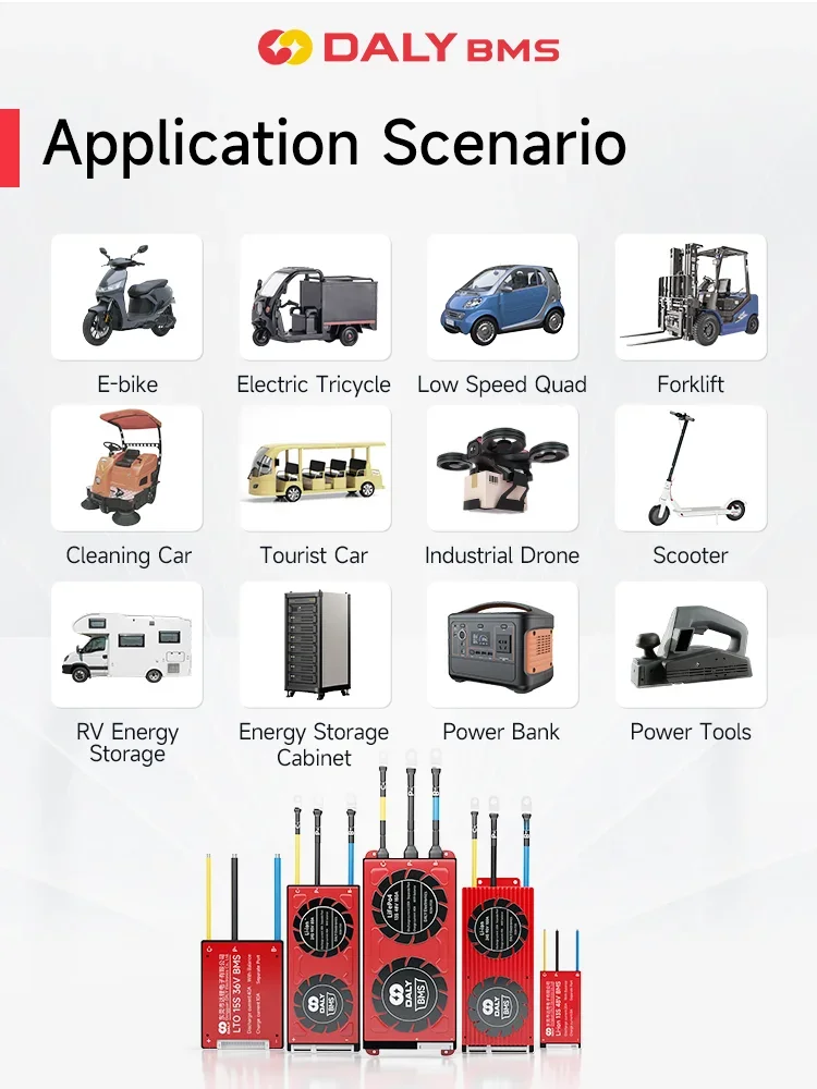 Daly Li-ion Lifepo4 BMS 3S 4S 5S 6S 7S 10S 12S 13S 14S 15S 16S 20S 24S 12V 24v 48V With Seperate Port For bateria 18650