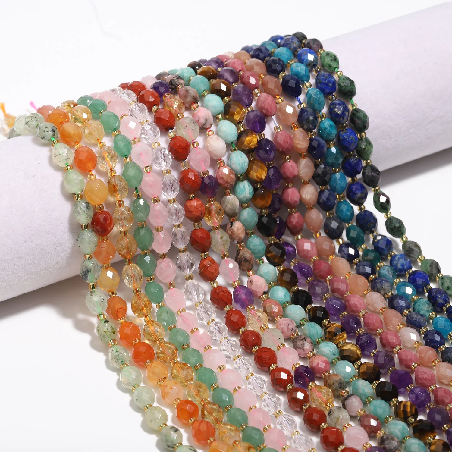 Natural Faceted Rhombus Stone Multicolor Crystal Agate Beads Charms Jewelry Making DIY Jewelry Bracelet Necklace Accessories