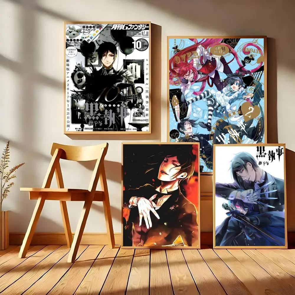 Cartoon Anime Black Butler Poster Easy To Install Self Adhesive HD Wall Decor Waterproof Tear Resistant Home  Perfect Gift