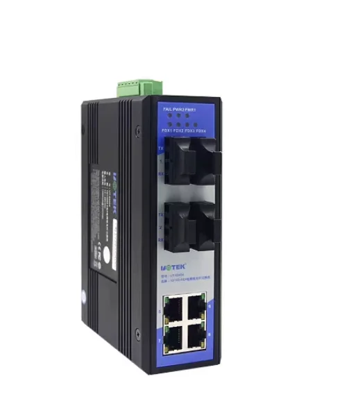UTEK UT-62404SM-SC Industrial 4 SFP + 4 RJ45 Gigabit Ethernet Switch Single Mode SC Fiber DIN-Rail